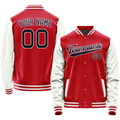 Personalized Red & White Solid Color Varsity Letterman Jacket
