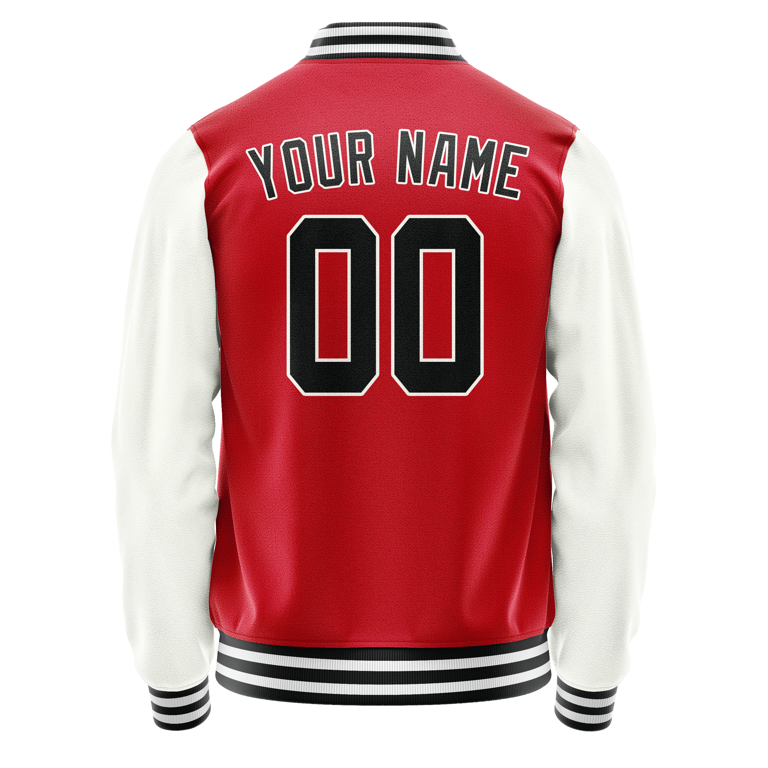 Personalized Red & White Solid Color Varsity Letterman Jacket