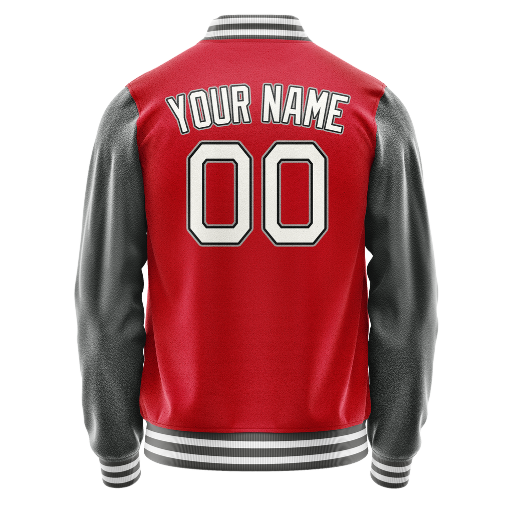 Personalized Red & Gray Solid Color Varsity Letterman Jacket