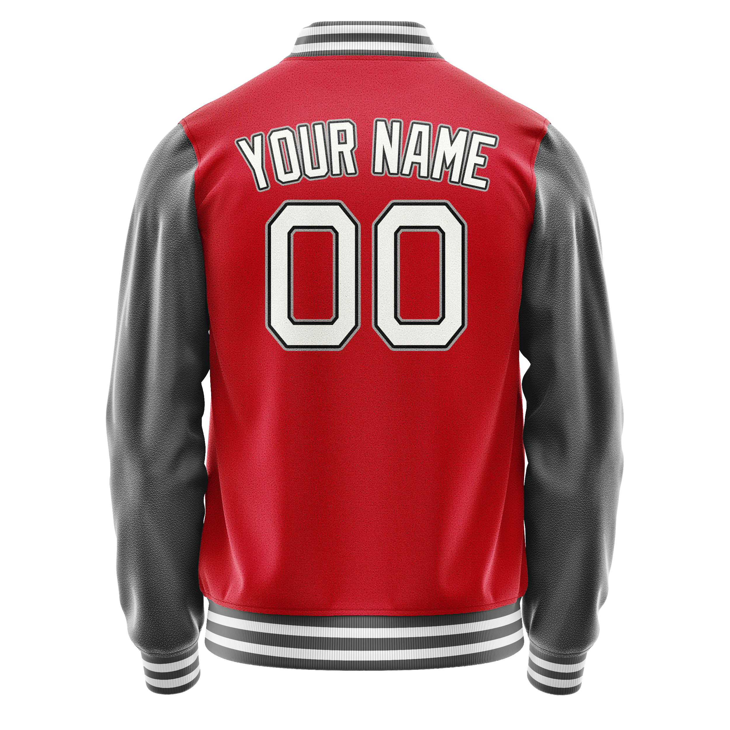 Personalized Red & Gray Solid Color Varsity Letterman Jacket