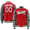 Personalized Red & Gray Solid Color Varsity Letterman Jacket