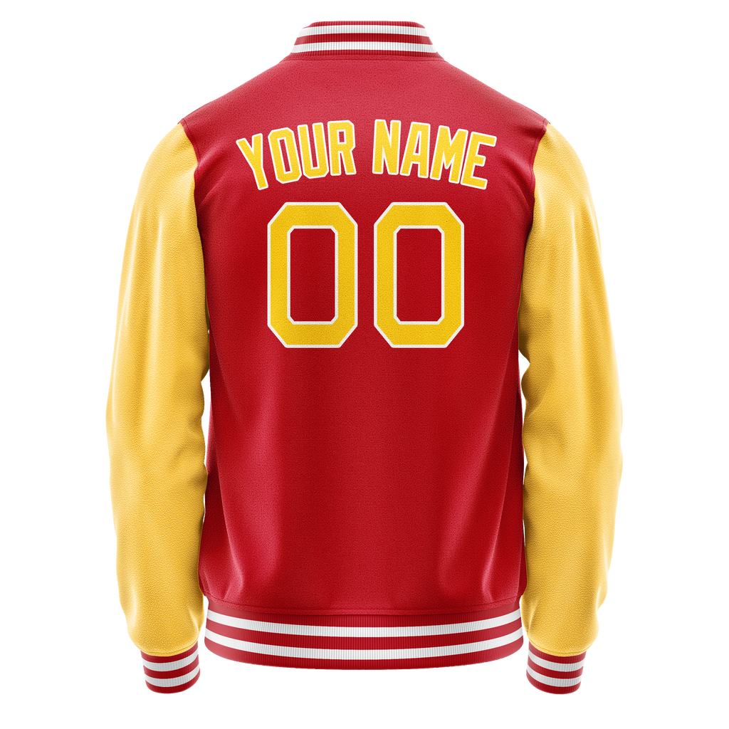 Personalized Red & Yellow Solid Color Varsity Letterman Jacket