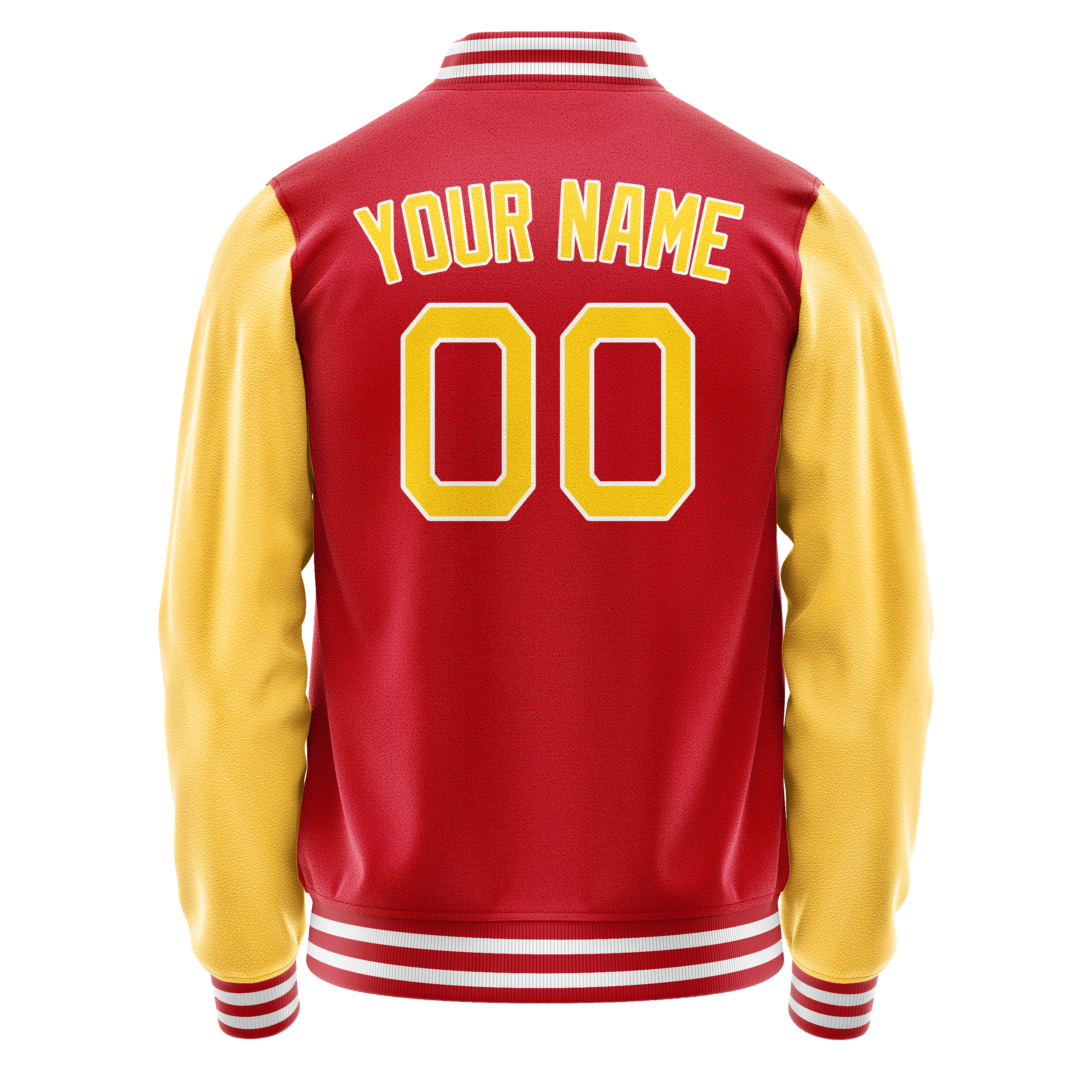 Personalized Red & Yellow Solid Color Varsity Letterman Jacket