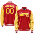 Personalized Red & Yellow Solid Color Varsity Letterman Jacket