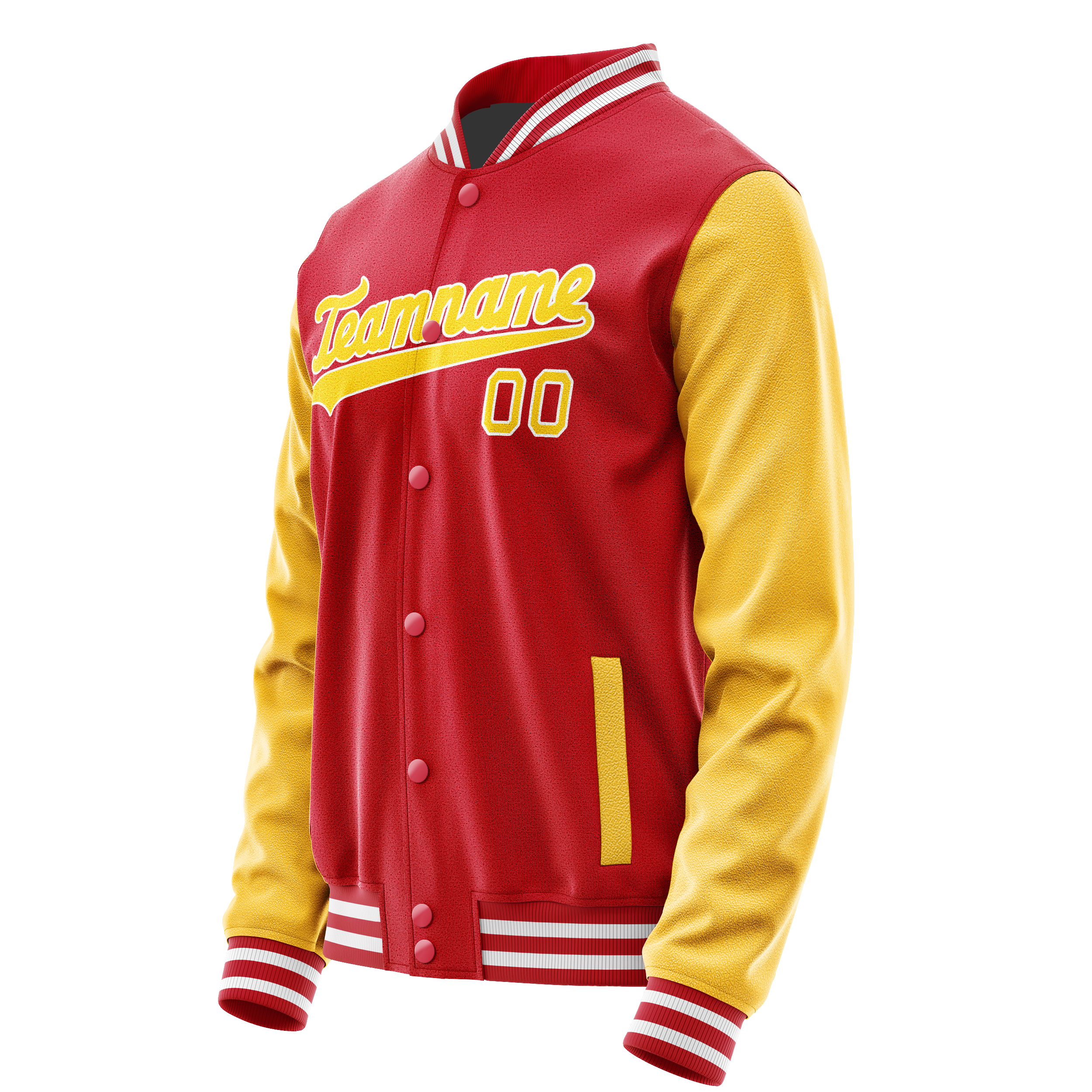 Personalized Red & Yellow Solid Color Varsity Letterman Jacket