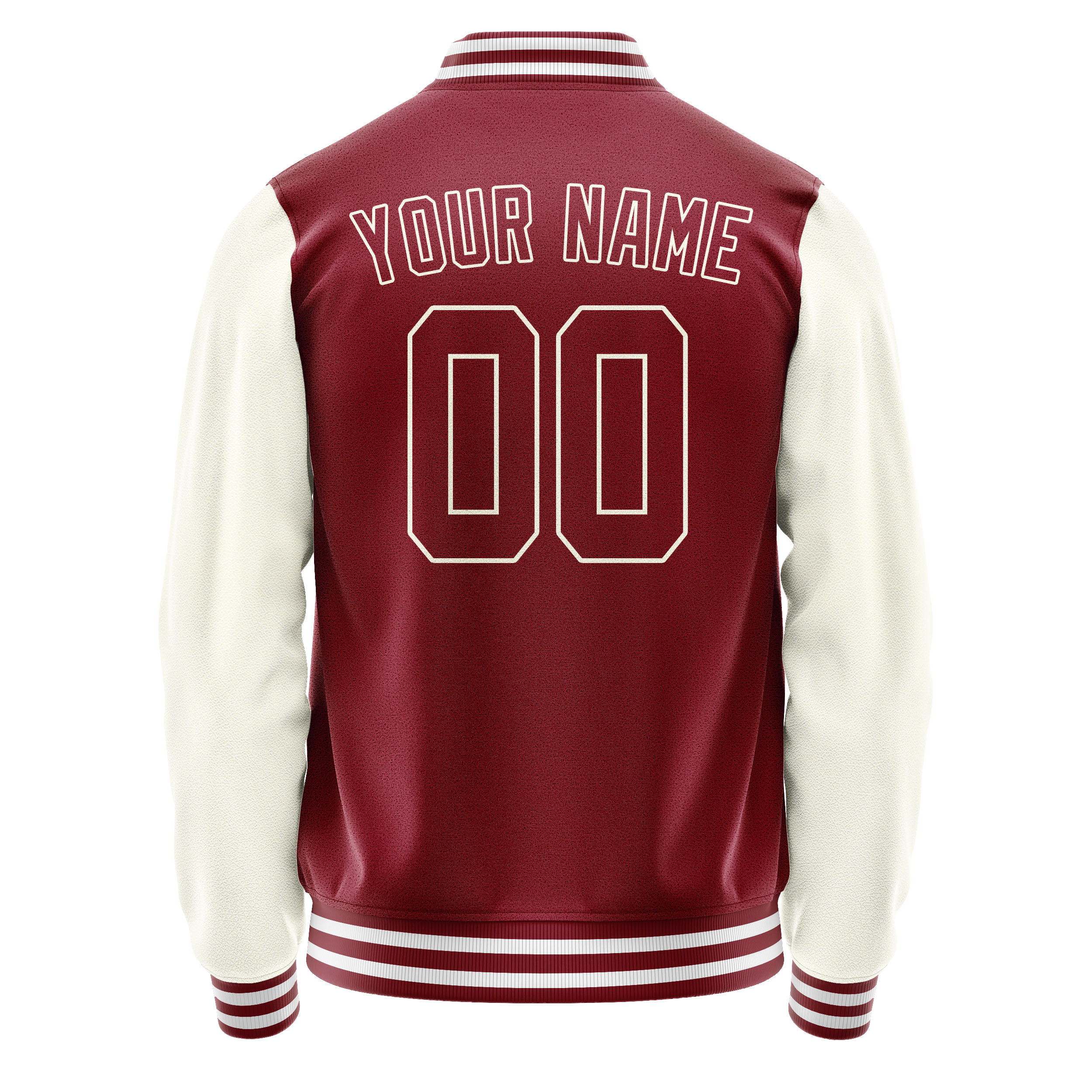 Personalized Crimson & Red Cream Solid Color Varsity Letterman Jacket