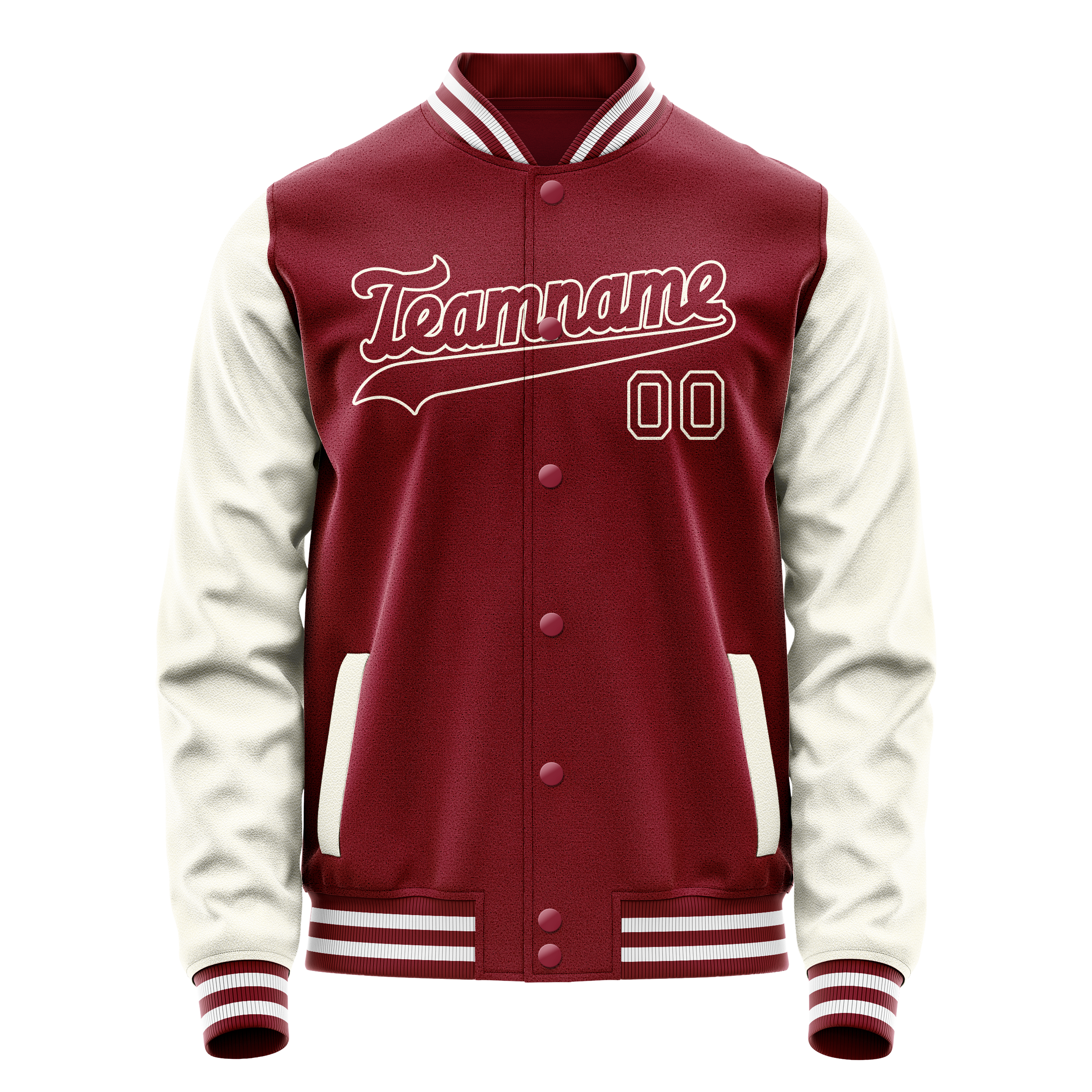 Personalized Crimson & Red Cream Solid Color Varsity Letterman Jacket