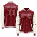 Personalized Crimson & Red Cream Solid Color Varsity Letterman Jacket
