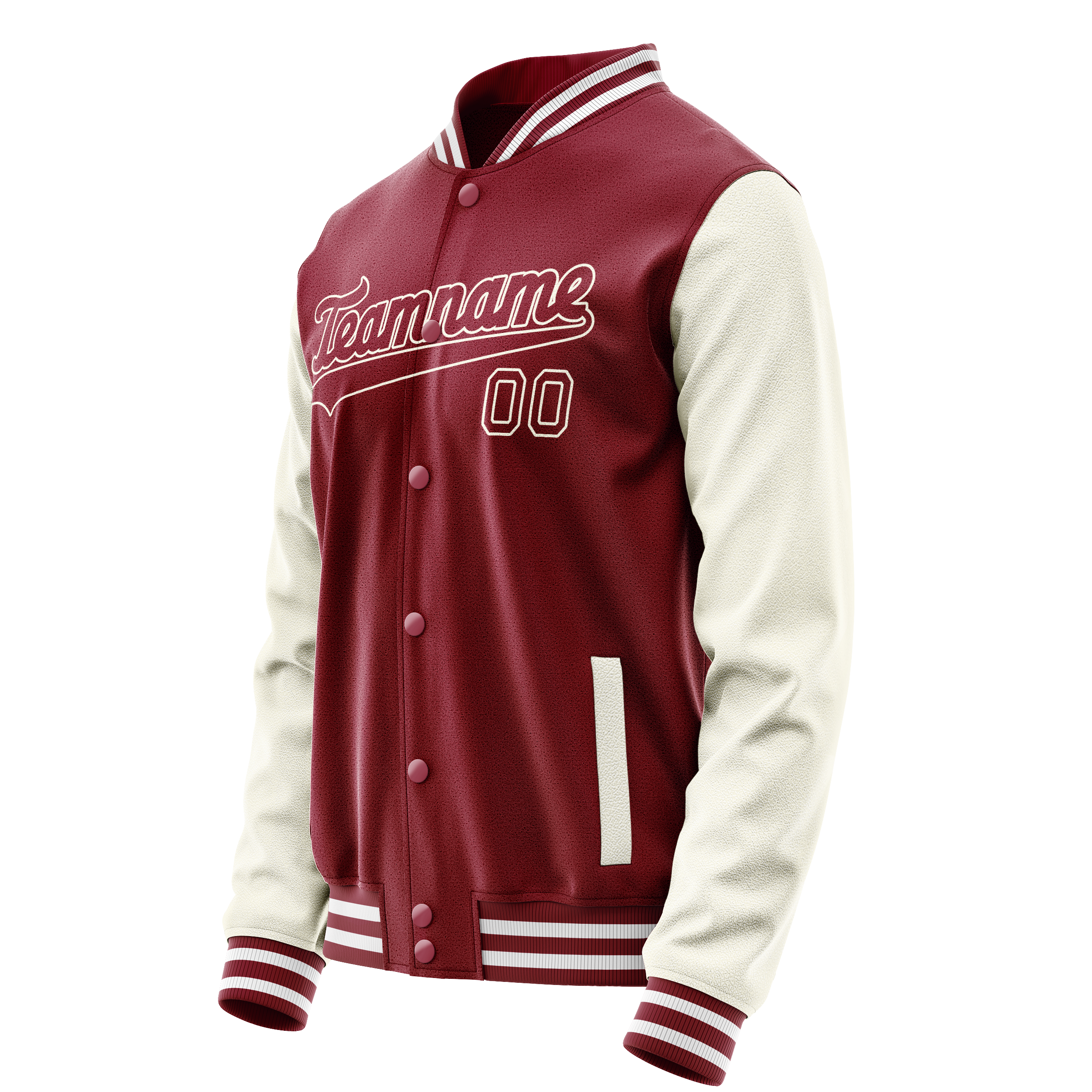 Personalized Crimson & Red Cream Solid Color Varsity Letterman Jacket