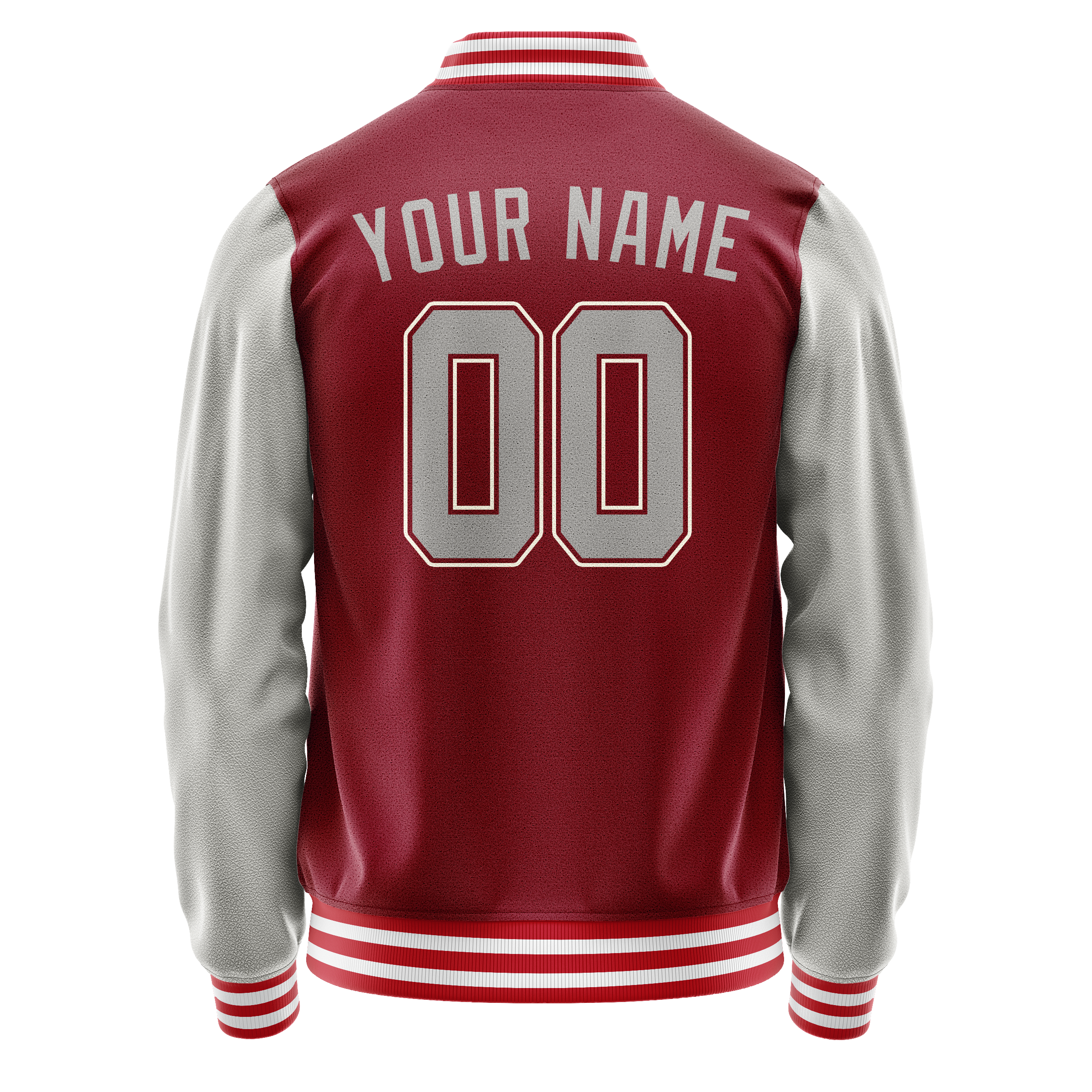 Personalized Crimson & Red Gray Solid Color Varsity Letterman Jacket