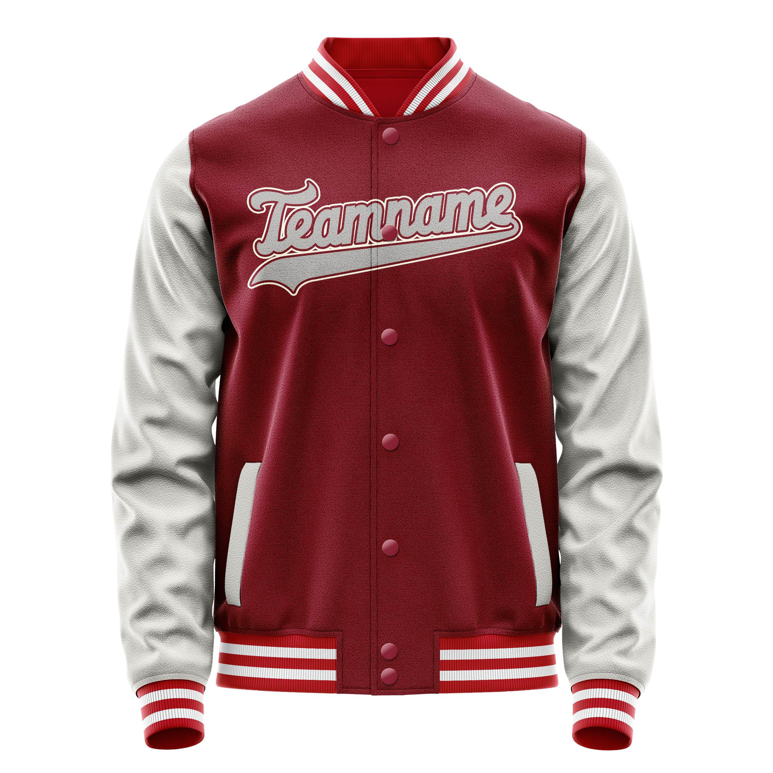 Personalized Crimson & Red Gray Solid Color Varsity Letterman Jacket