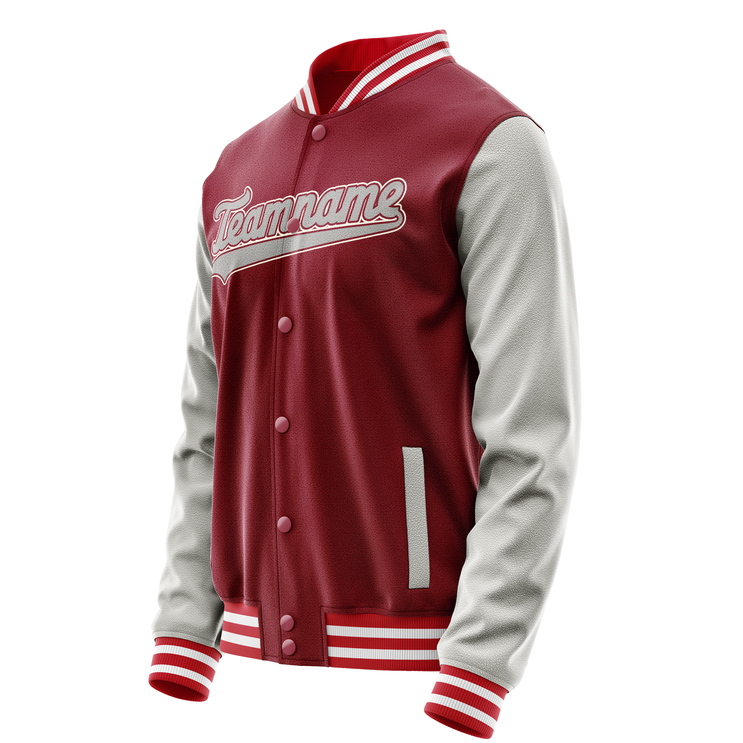 Personalized Crimson & Red Gray Solid Color Varsity Letterman Jacket