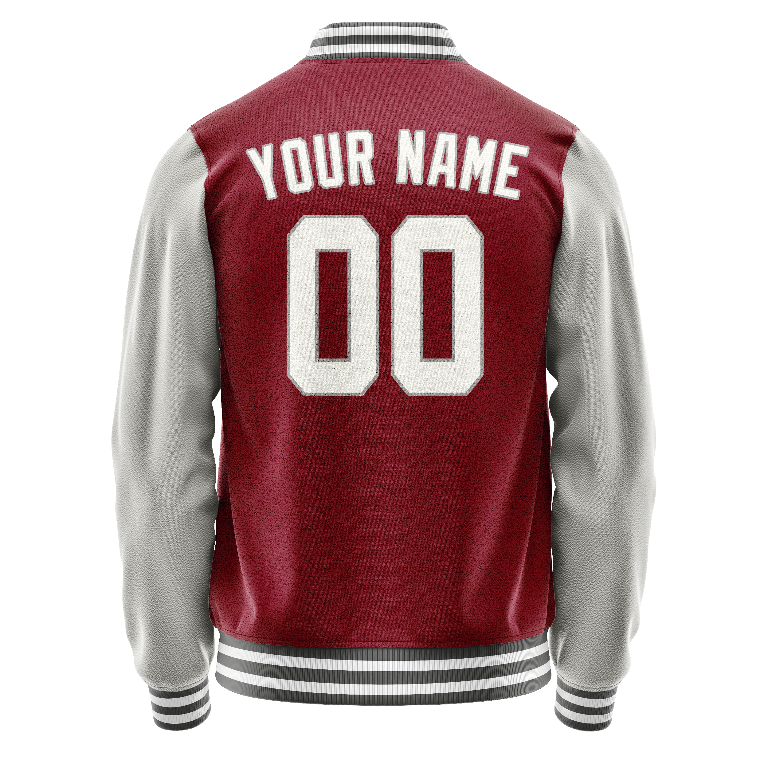Personalized Crimson & Red Gray Solid Color Varsity Letterman Jacket