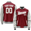 Personalized Crimson & Red Gray Solid Color Varsity Letterman Jacket