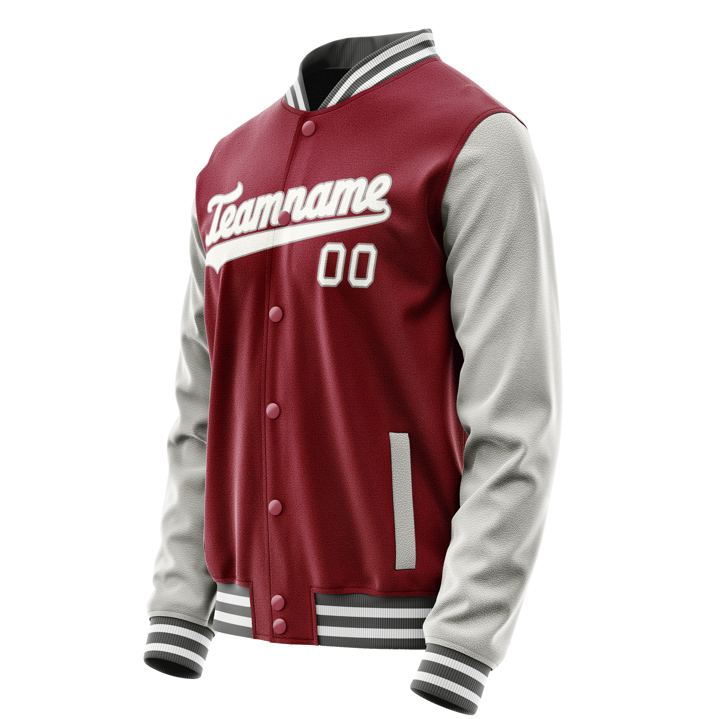 Personalized Crimson & Red Gray Solid Color Varsity Letterman Jacket
