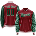 Personalized Crimson & Red Green Solid Color Varsity Letterman Jacket