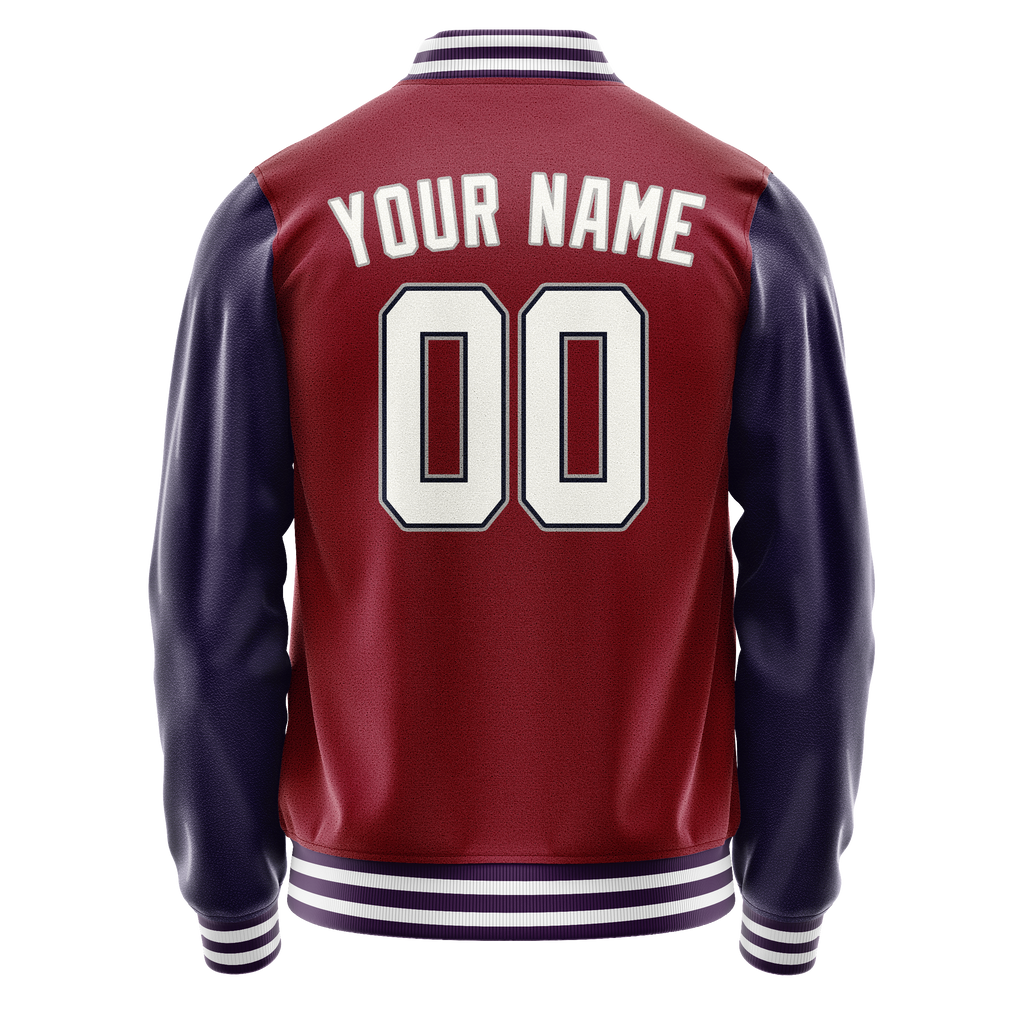 Personalized Crimson & Red Navy Solid Color Varsity Letterman Jacket