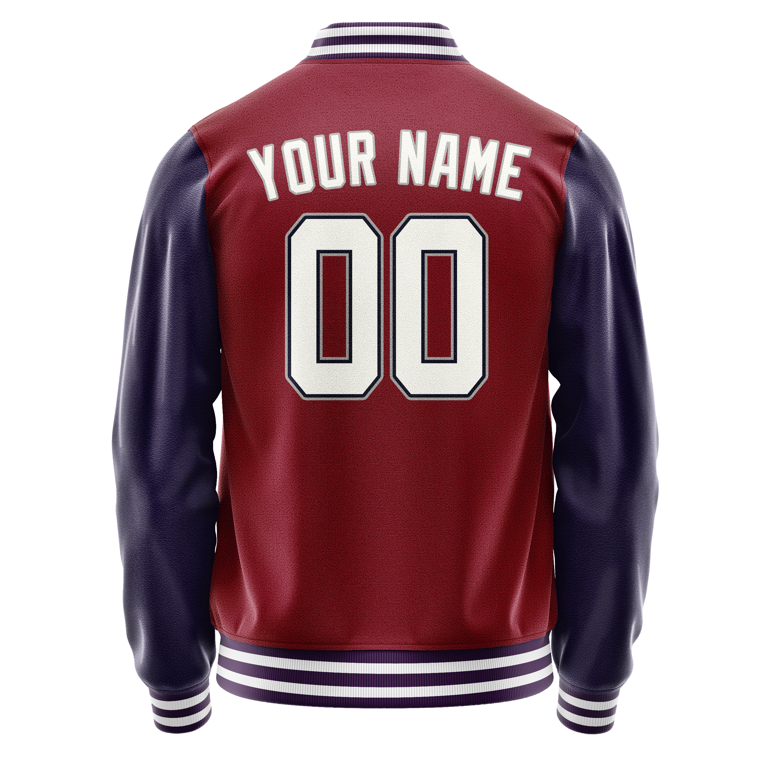 Personalized Crimson & Red Navy Solid Color Varsity Letterman Jacket