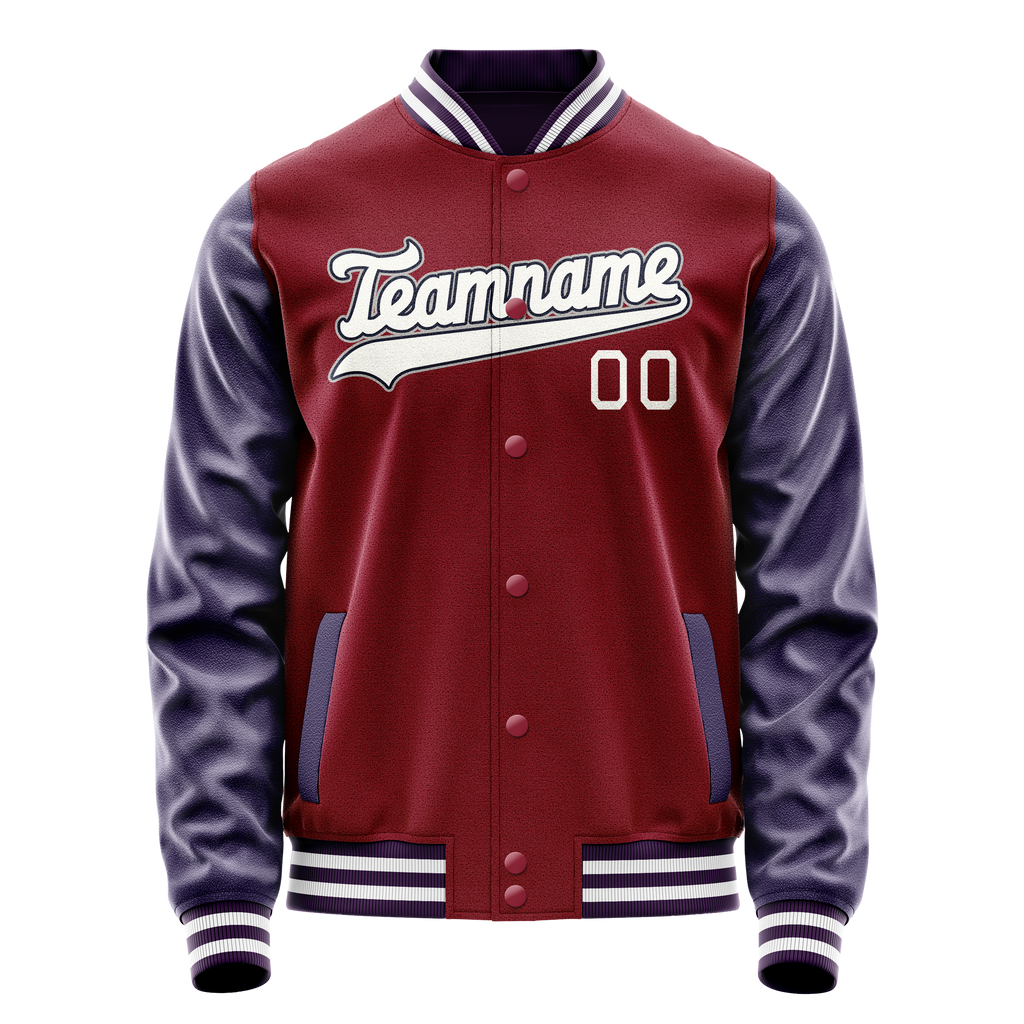 Personalized Crimson & Red Navy Solid Color Varsity Letterman Jacket