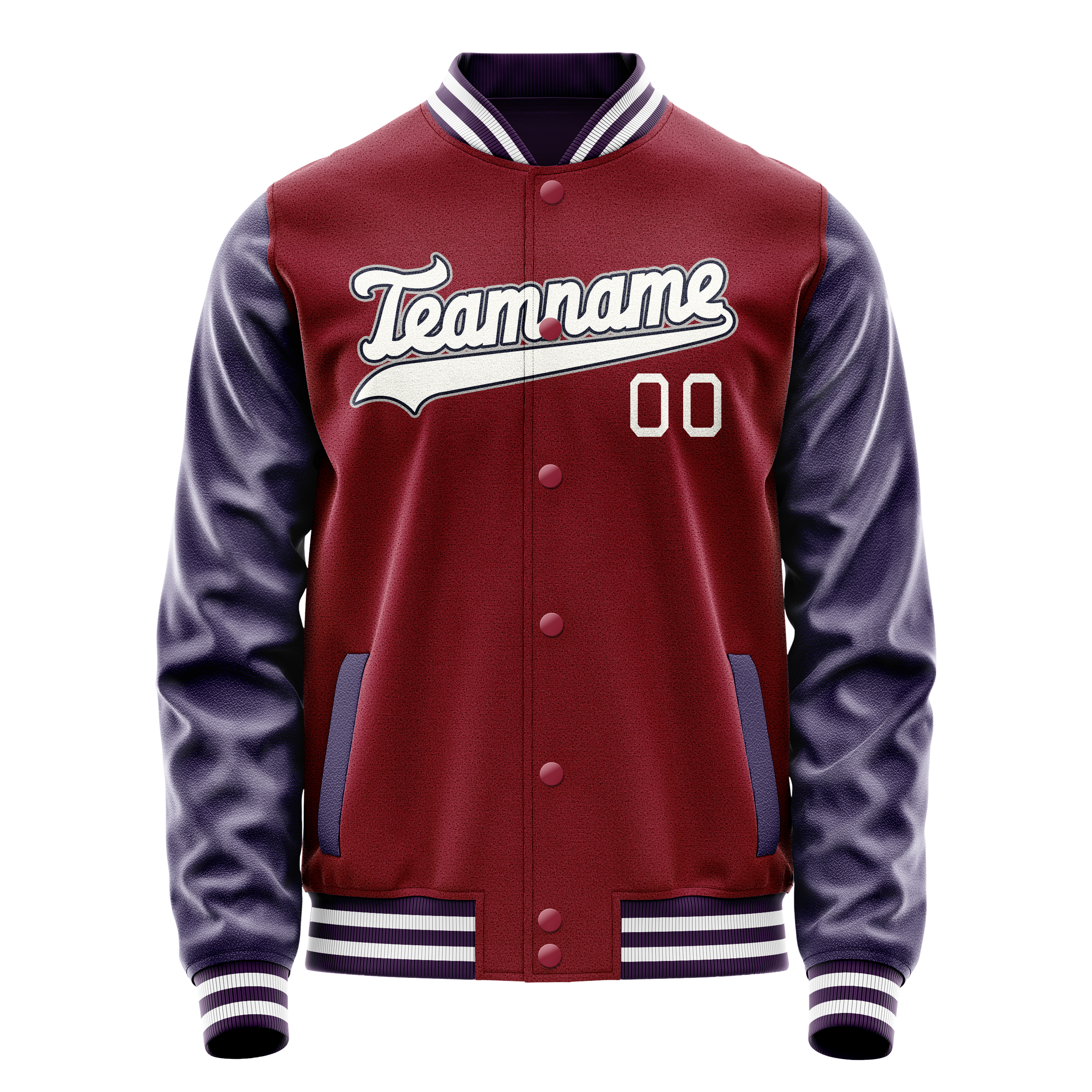 Personalized Crimson & Red Navy Solid Color Varsity Letterman Jacket