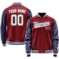 Personalized Crimson & Red Navy Solid Color Varsity Letterman Jacket