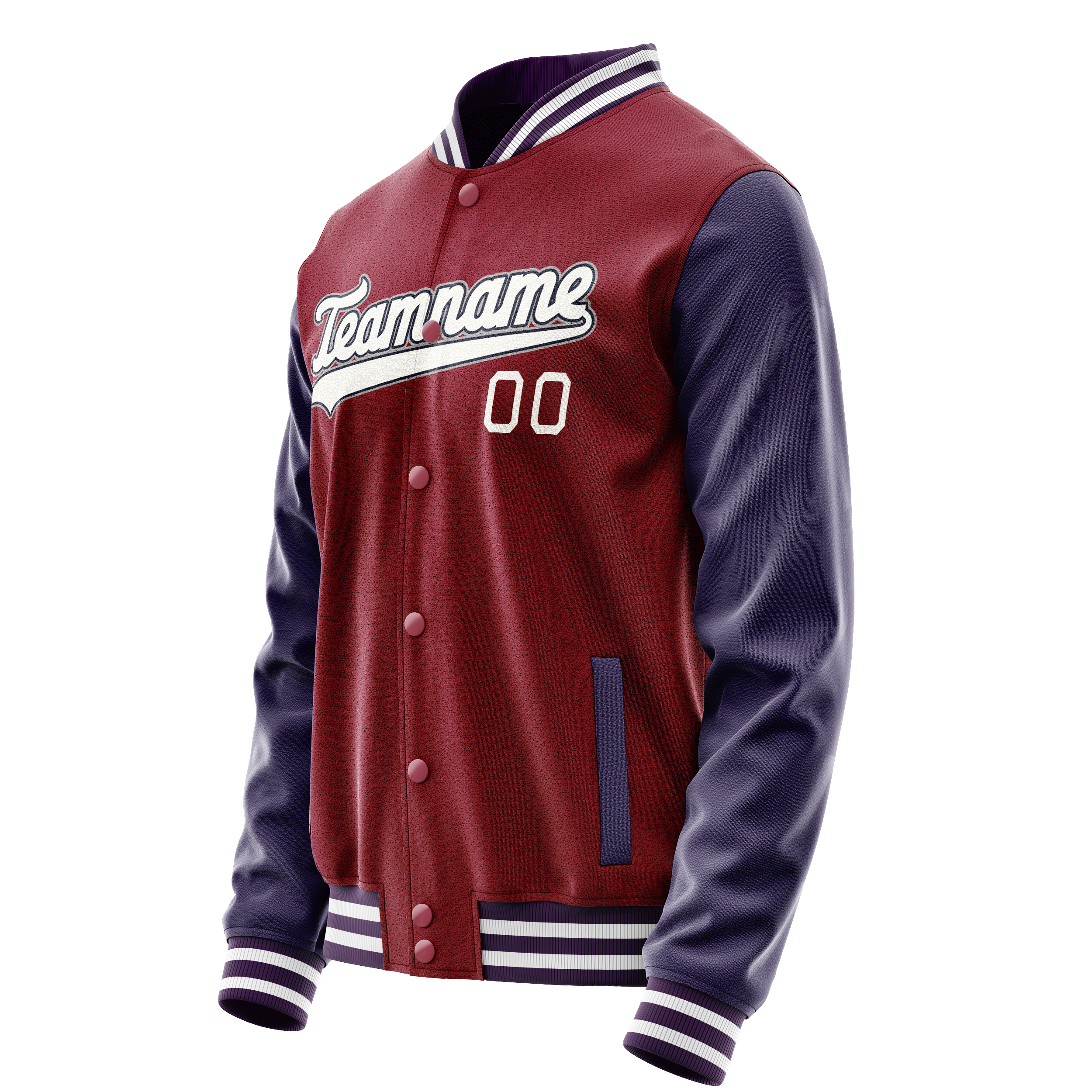 Personalized Crimson & Red Navy Solid Color Varsity Letterman Jacket