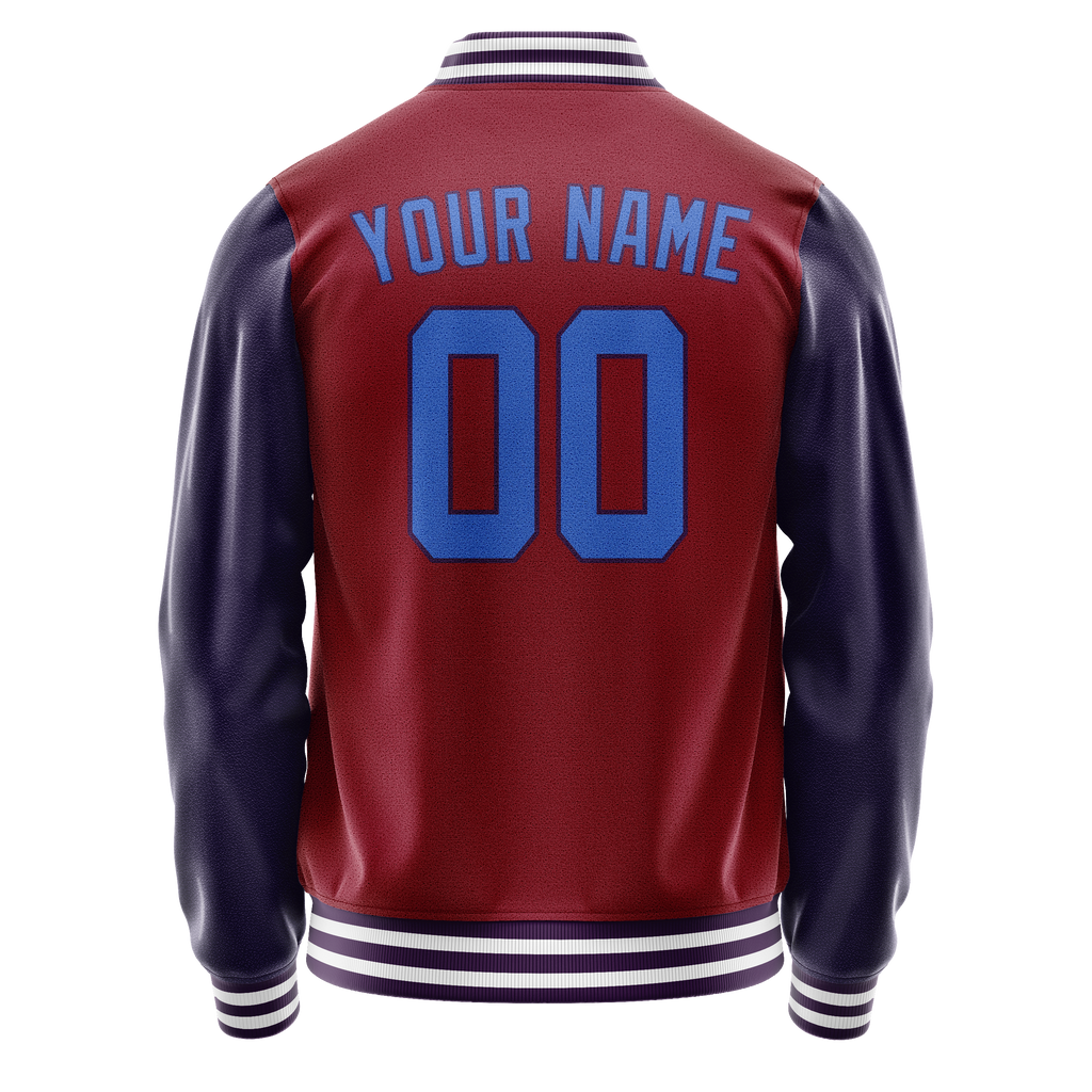 Personalized Crimson & Red Navy Solid Color Varsity Letterman Jacket