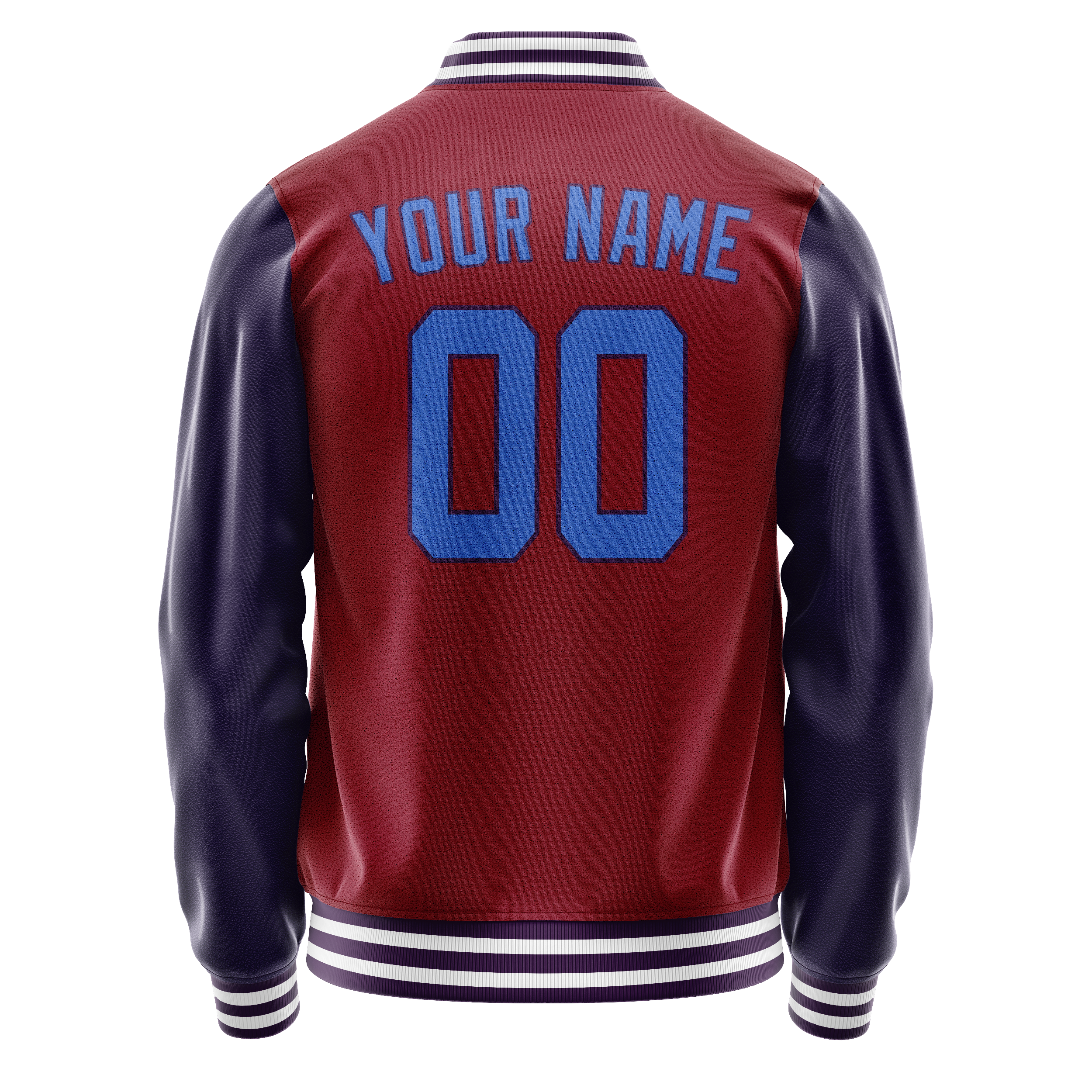 Personalized Crimson & Red Navy Solid Color Varsity Letterman Jacket