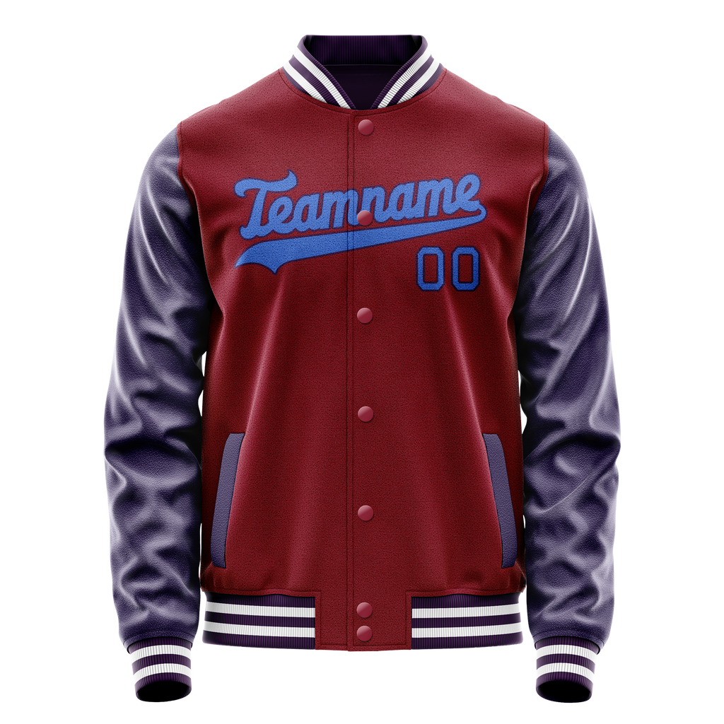 Personalized Crimson & Red Navy Solid Color Varsity Letterman Jacket