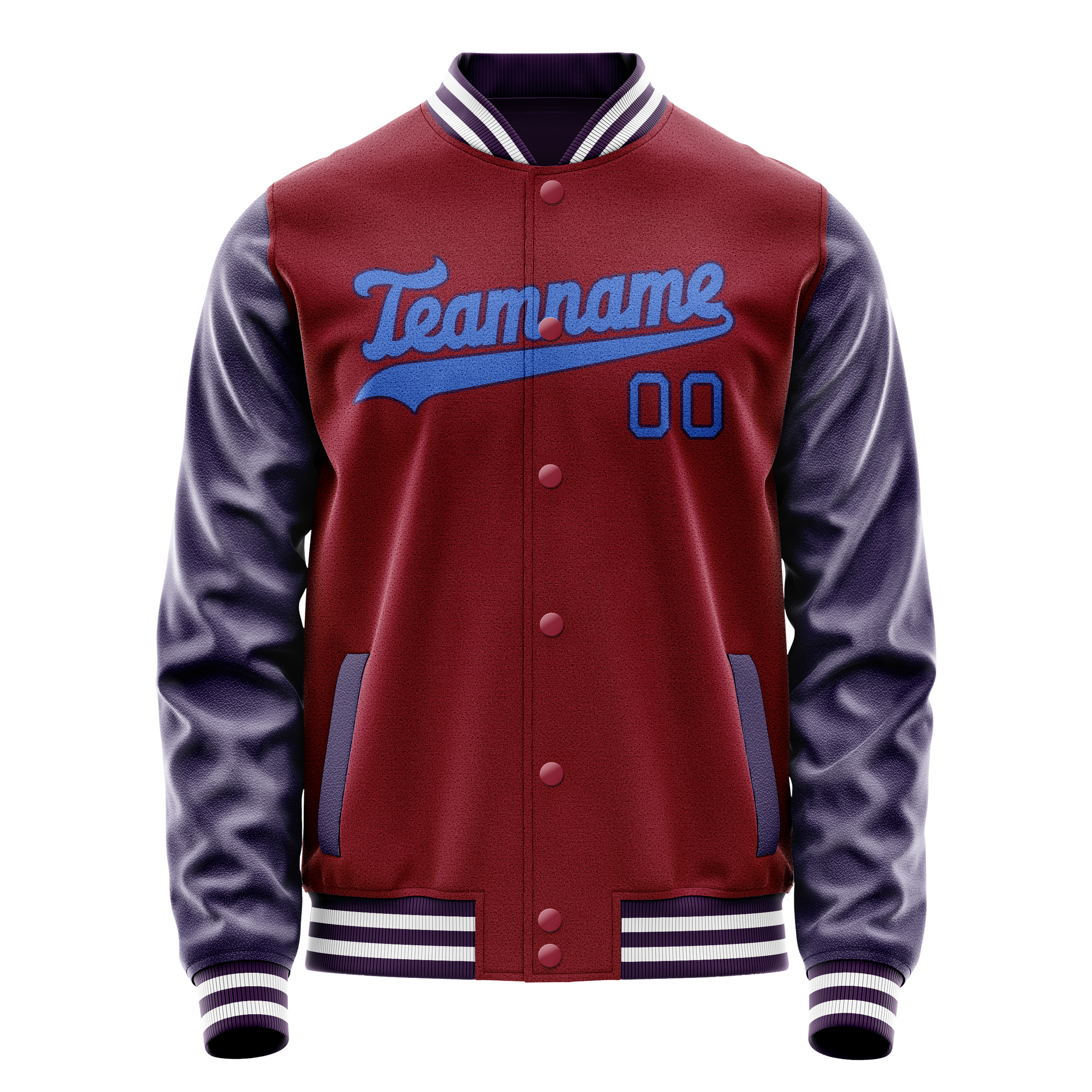 Personalized Crimson & Red Navy Solid Color Varsity Letterman Jacket