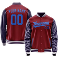 Personalized Crimson & Red Navy Solid Color Varsity Letterman Jacket