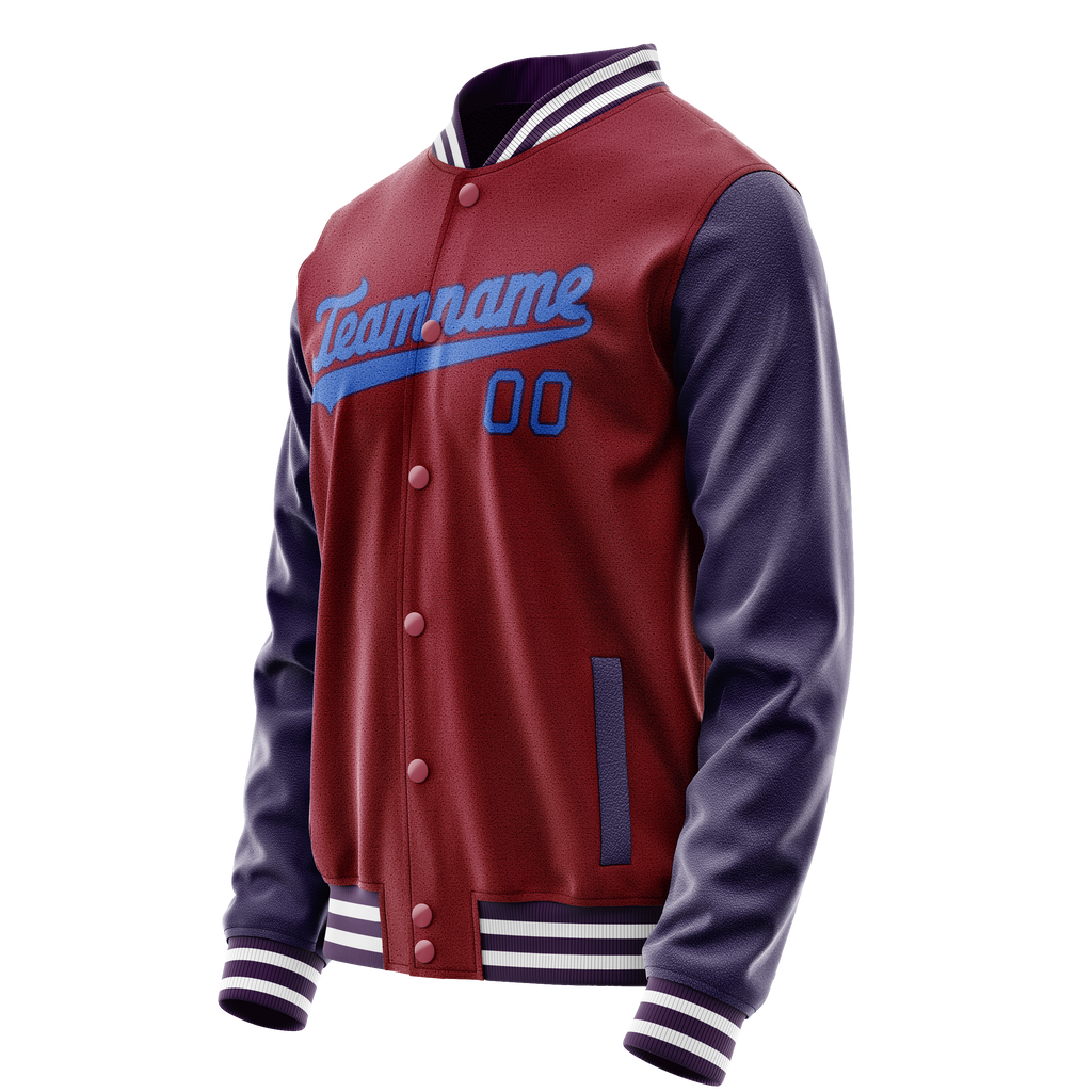 Personalized Crimson & Red Navy Solid Color Varsity Letterman Jacket