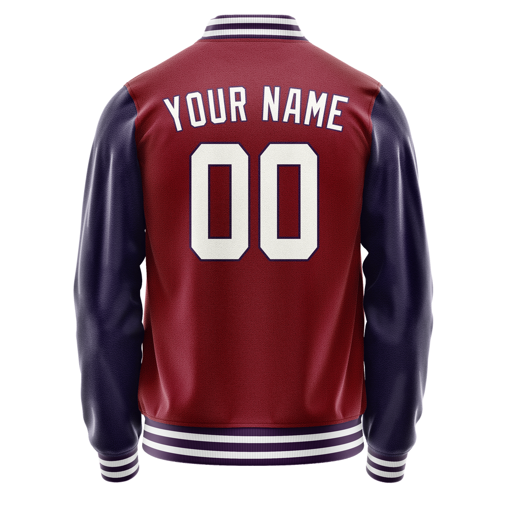 Personalized Crimson & Red Navy Solid Color Varsity Letterman Jacket
