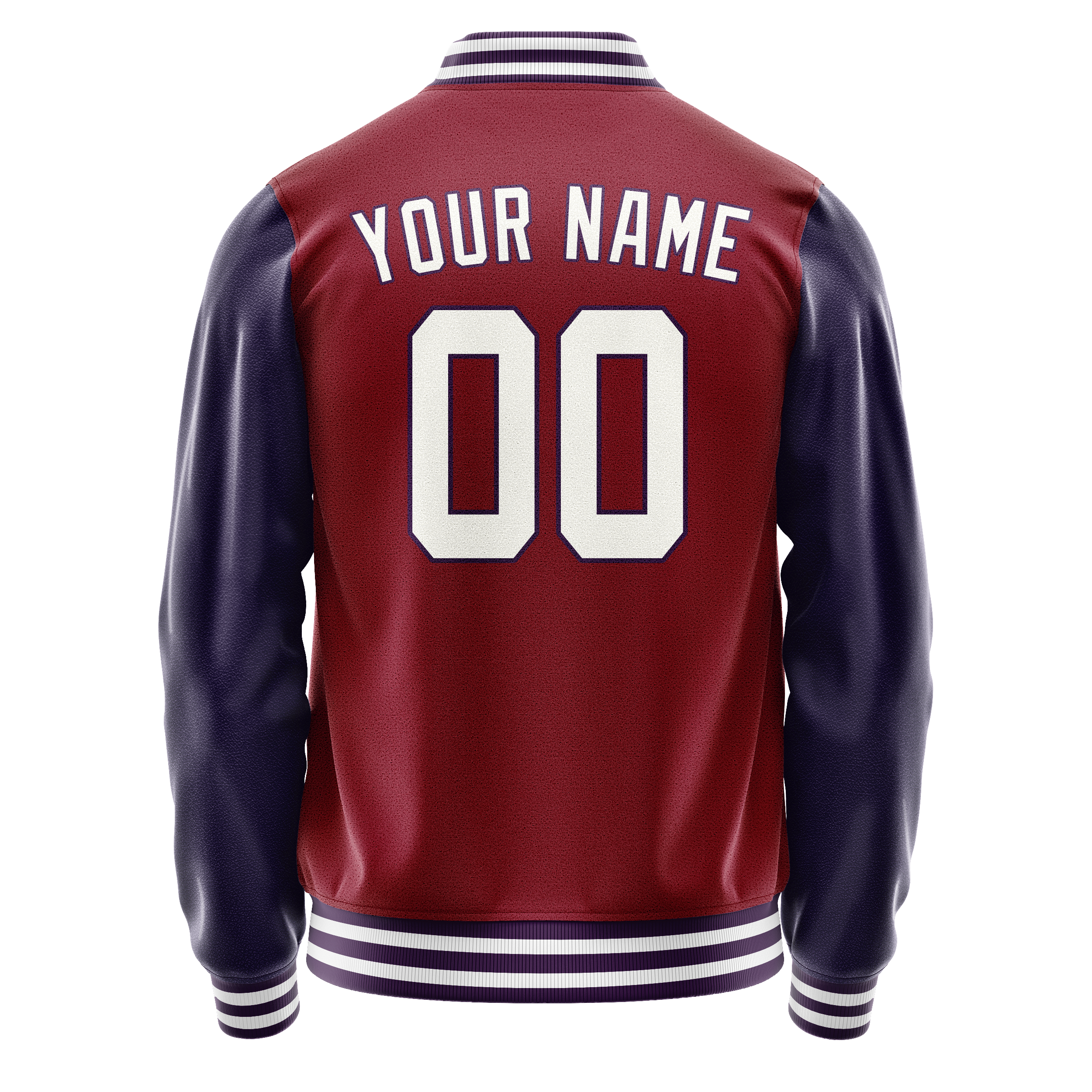 Personalized Crimson & Red Navy Solid Color Varsity Letterman Jacket