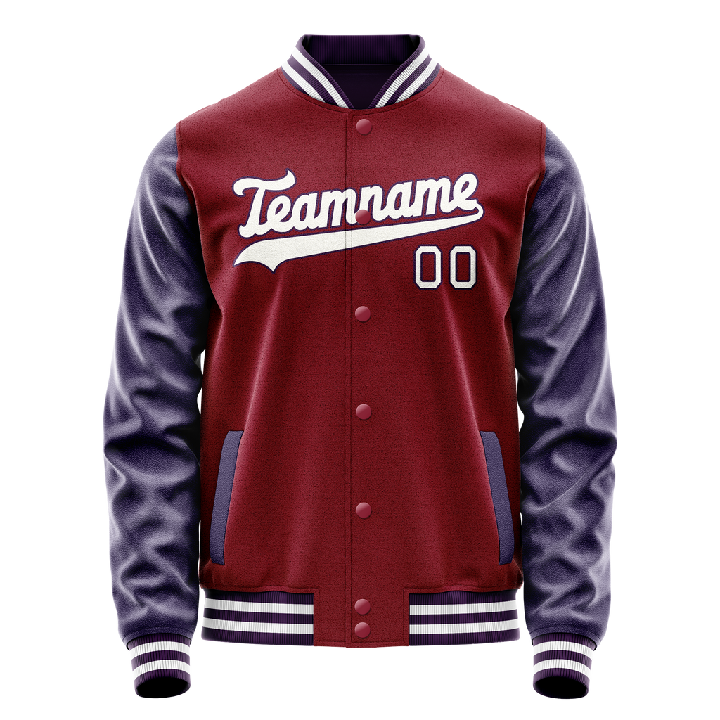 Personalized Crimson & Red Navy Solid Color Varsity Letterman Jacket