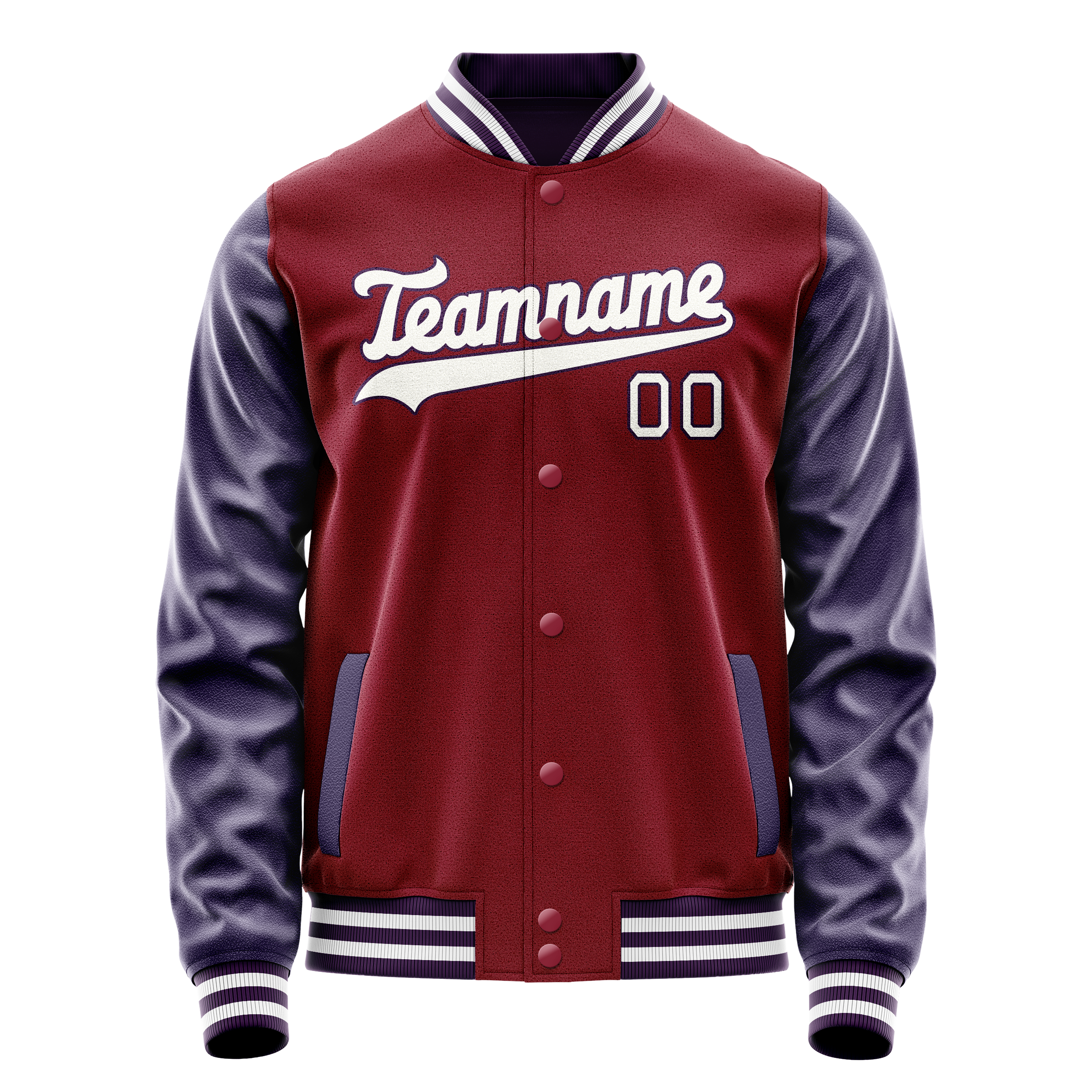 Personalized Crimson & Red Navy Solid Color Varsity Letterman Jacket