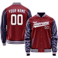 Personalized Crimson & Red Navy Solid Color Varsity Letterman Jacket