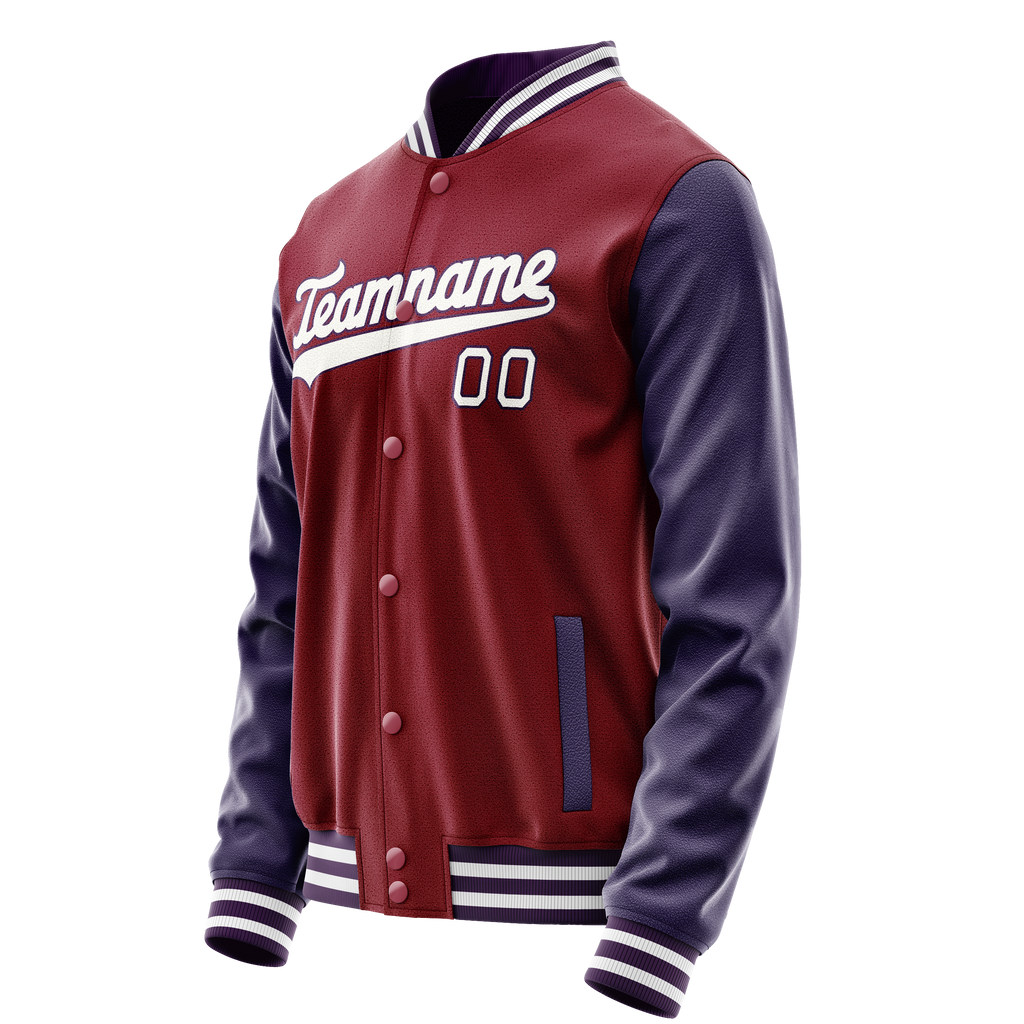 Personalized Crimson & Red Navy Solid Color Varsity Letterman Jacket