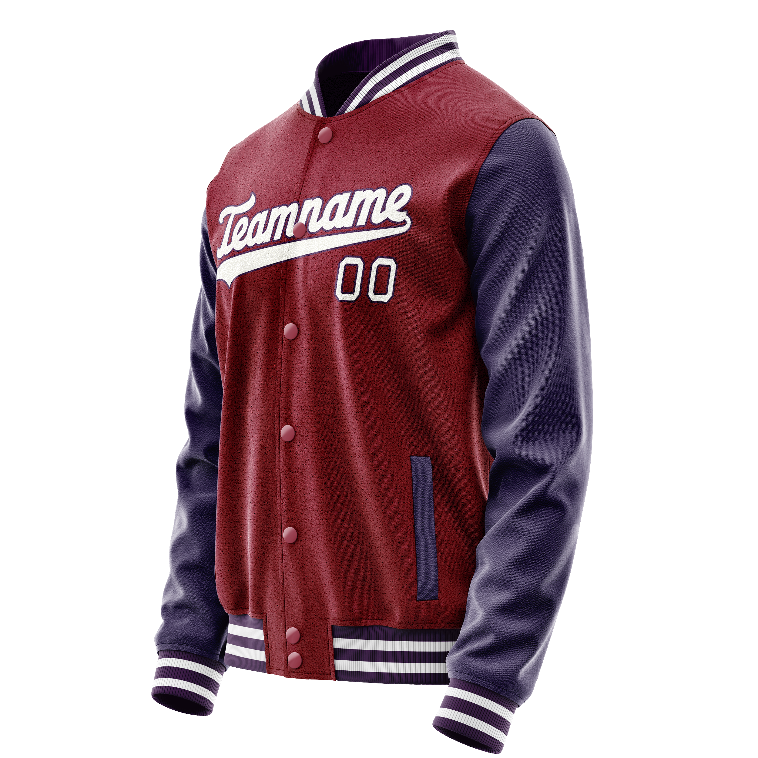 Personalized Crimson & Red Navy Solid Color Varsity Letterman Jacket