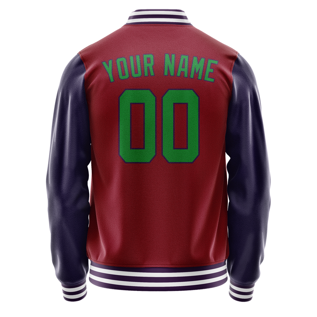Personalized Crimson & Red Navy Solid Color Varsity Letterman Jacket