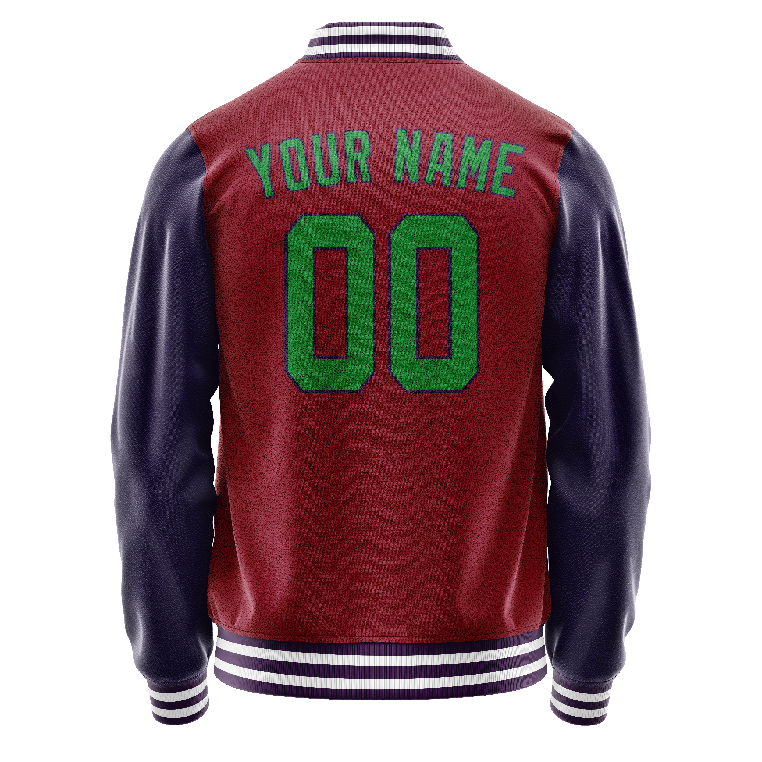 Personalized Crimson & Red Navy Solid Color Varsity Letterman Jacket