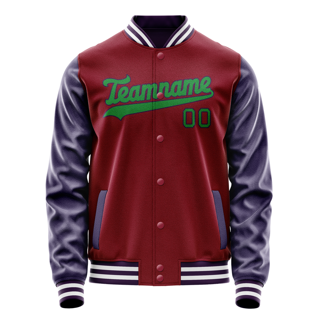 Personalized Crimson & Red Navy Solid Color Varsity Letterman Jacket