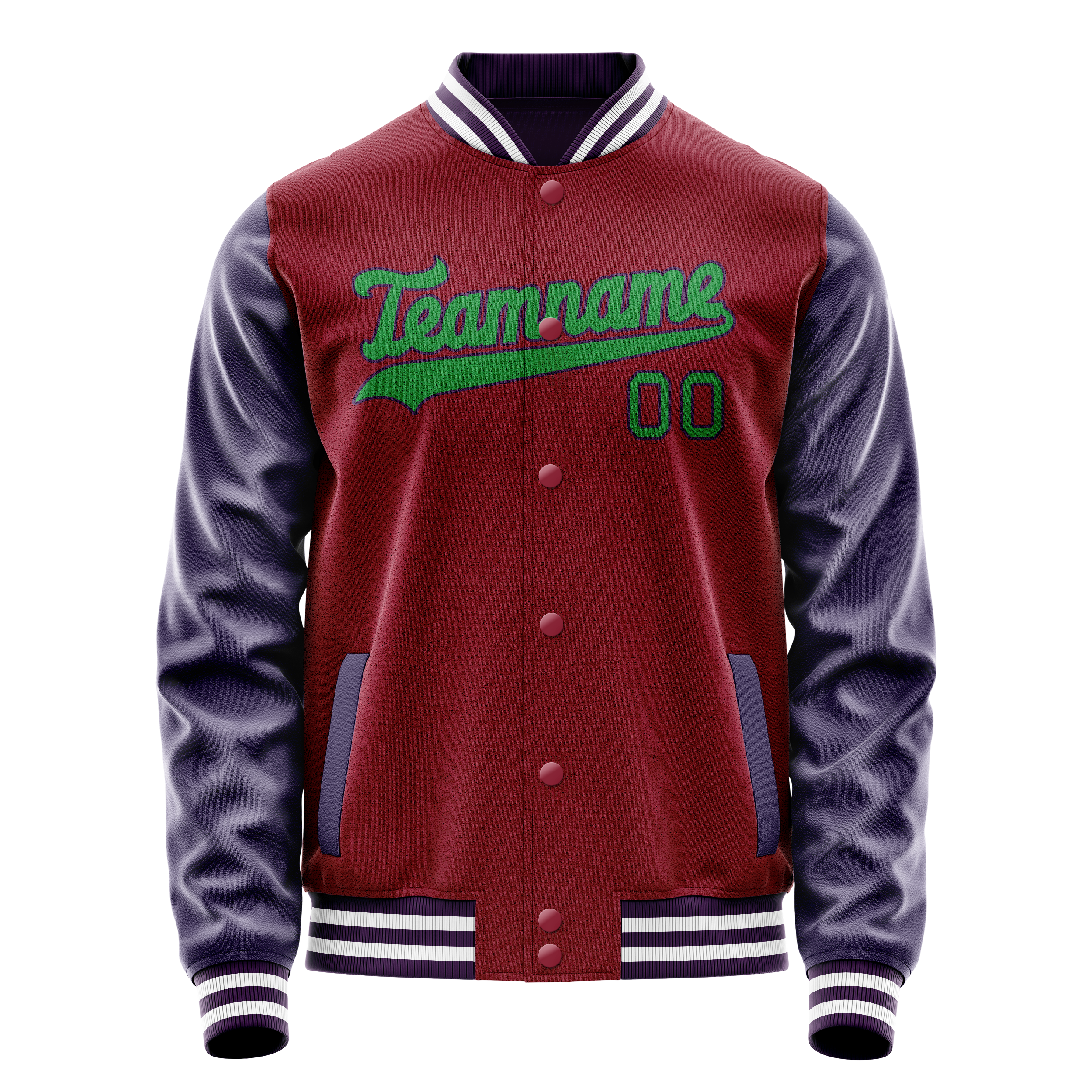 Personalized Crimson & Red Navy Solid Color Varsity Letterman Jacket