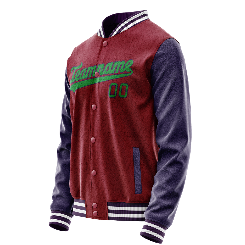 Personalized Crimson & Red Navy Solid Color Varsity Letterman Jacket