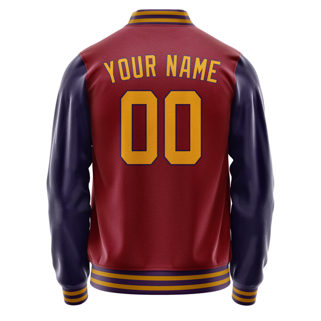 Personalized Crimson & Red Navy Solid Color Varsity Letterman Jacket