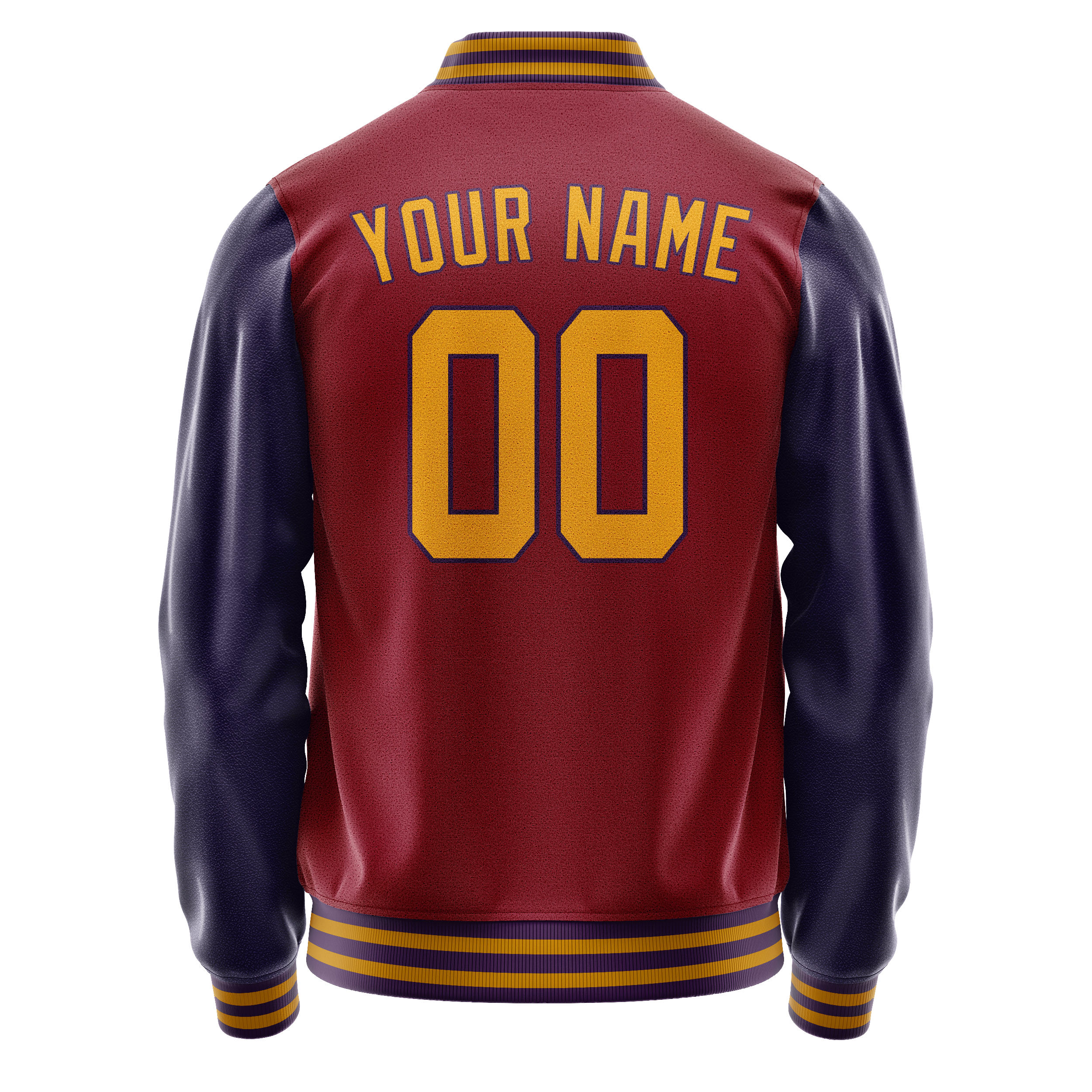 Personalized Crimson & Red Navy Solid Color Varsity Letterman Jacket