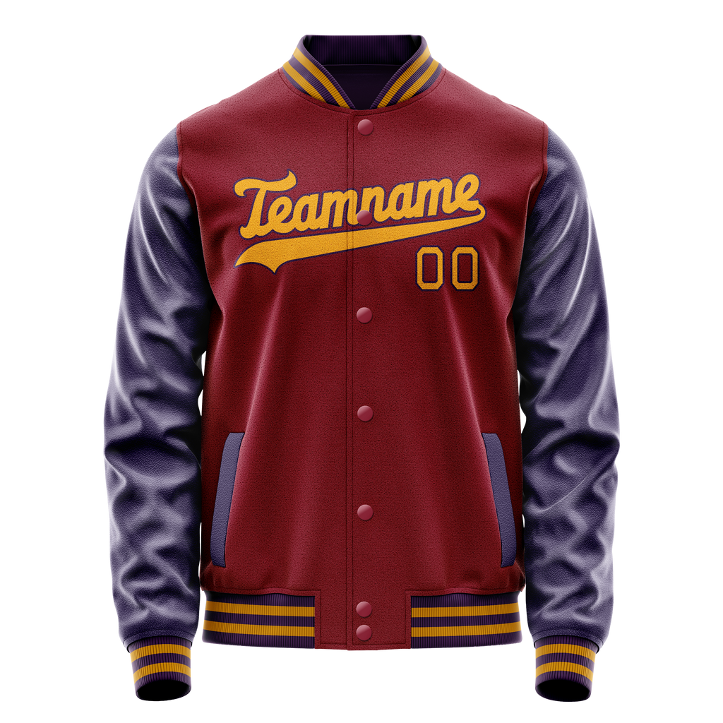 Personalized Crimson & Red Navy Solid Color Varsity Letterman Jacket