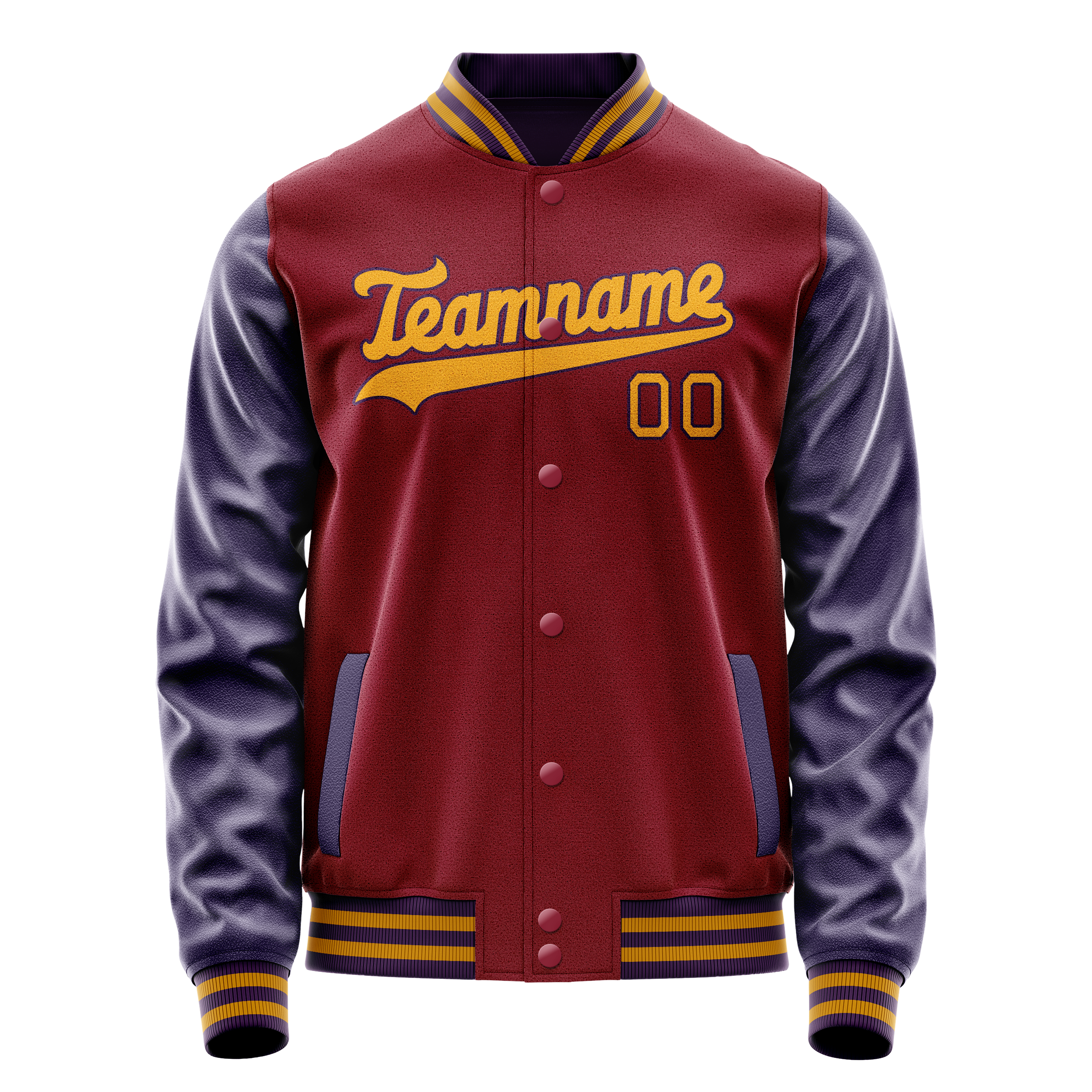 Personalized Crimson & Red Navy Solid Color Varsity Letterman Jacket