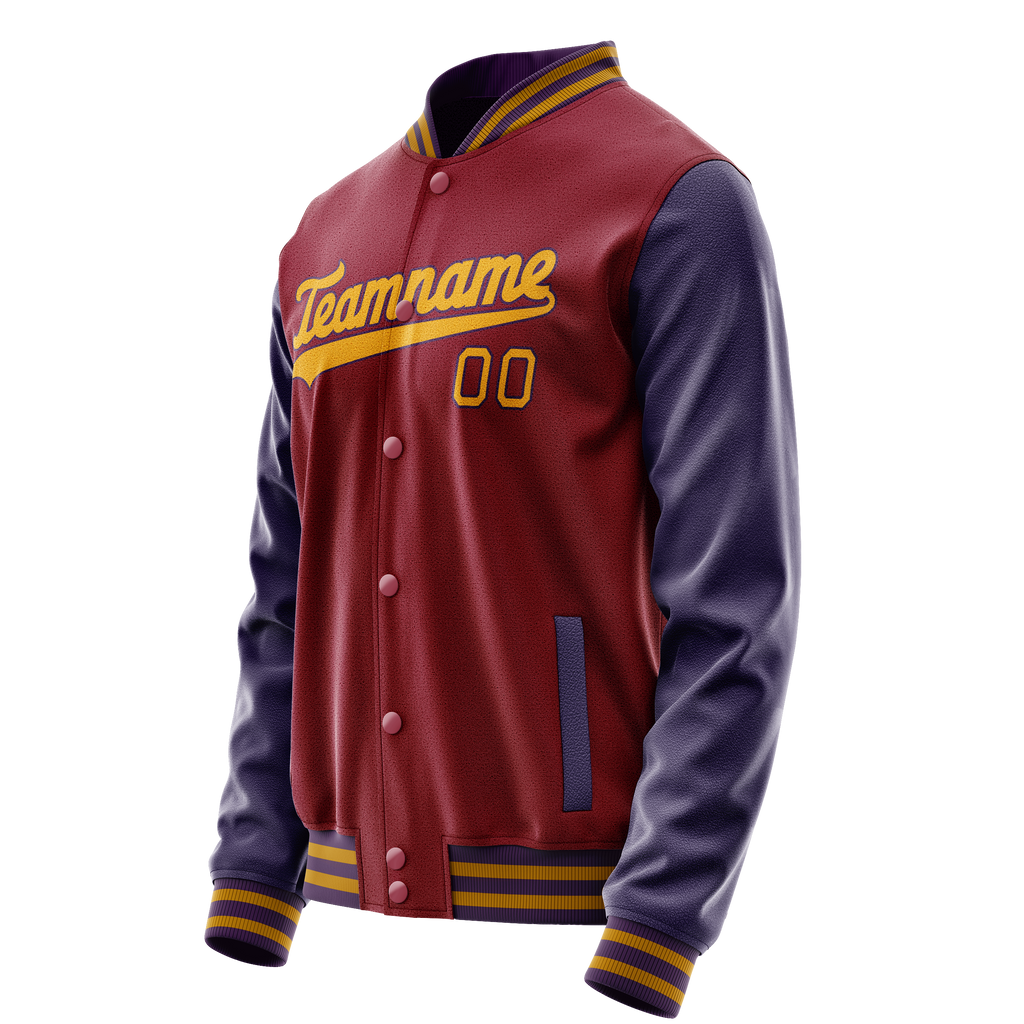 Personalized Crimson & Red Navy Solid Color Varsity Letterman Jacket