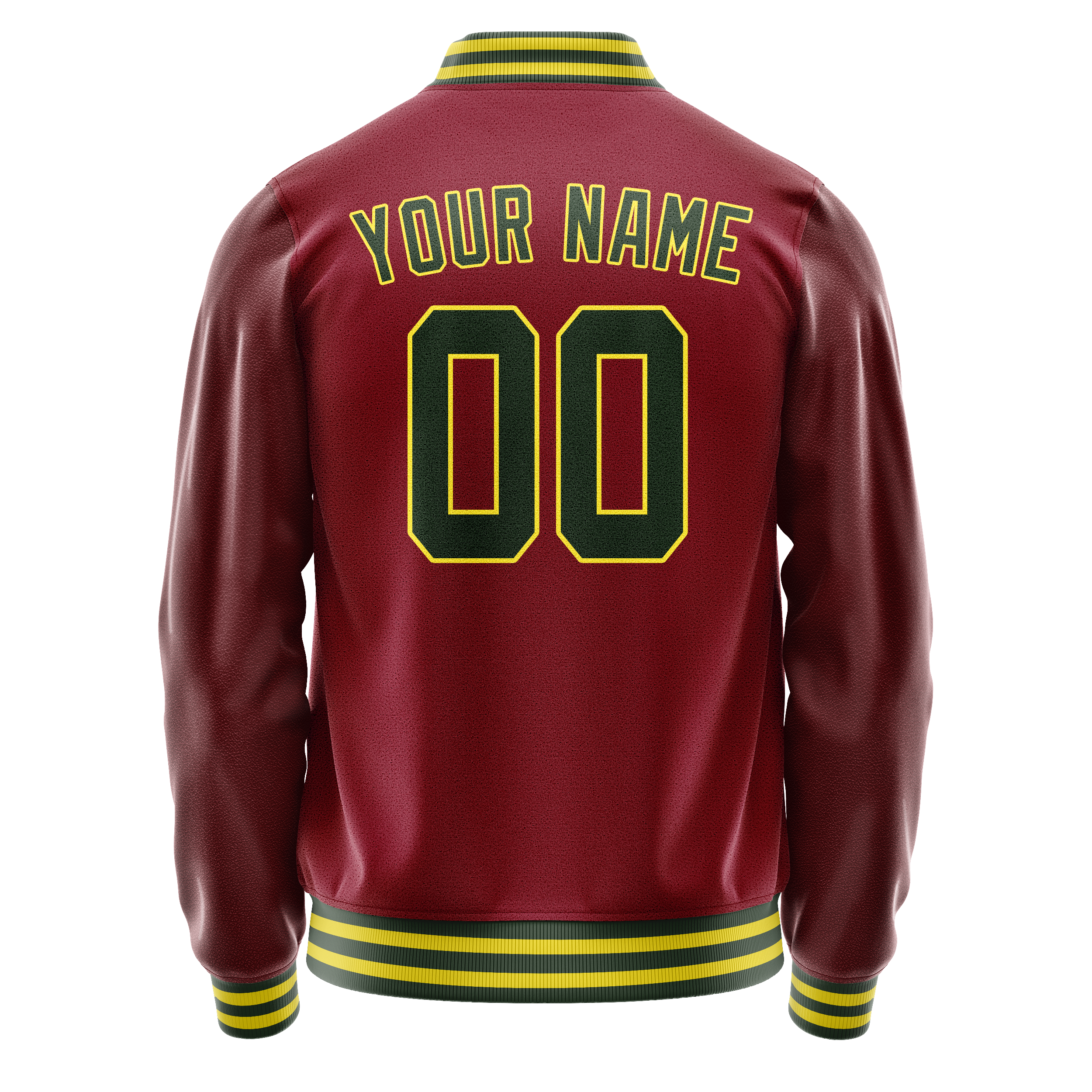 Personalized Crimson & Red Green Solid Color Varsity Letterman Jacket